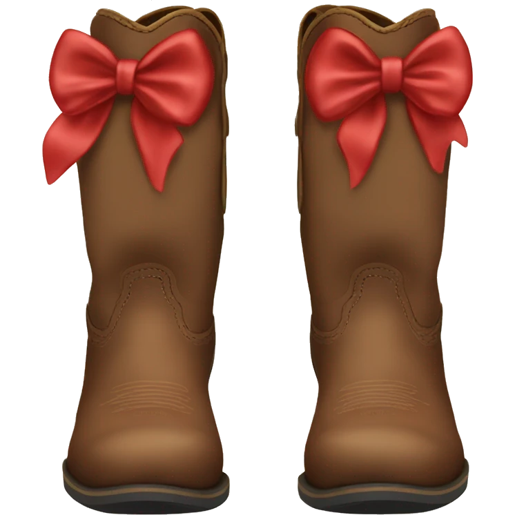 Brown cowgirl boots red bow emoji