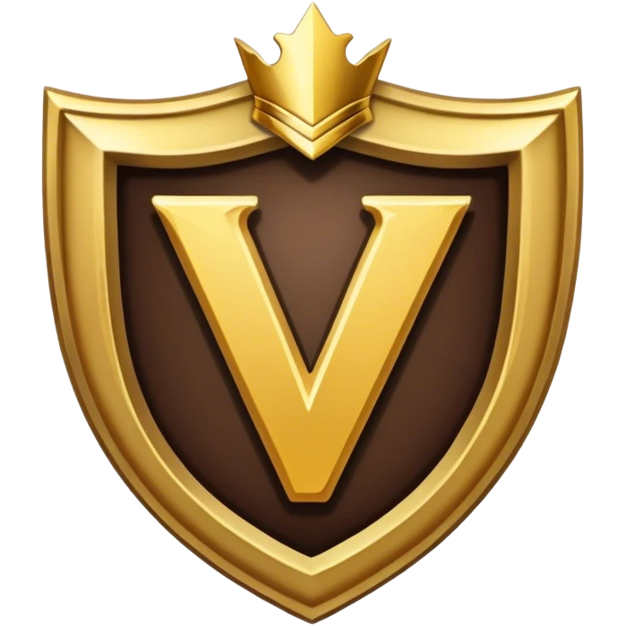 'V' badge that v word have golden border . outside of v is dark brown and full object covered by 6 walls golden border  emoji