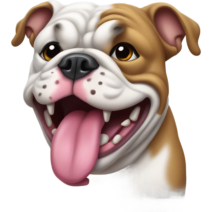 Deaf bulldog with tongue sticking out emoji