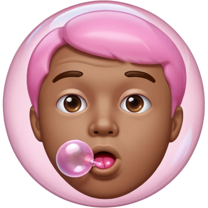 the guy is making a buuble of a chewing gum
 emoji