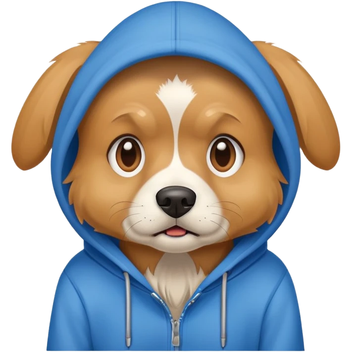 Scared dog wearing a hoodie emoji