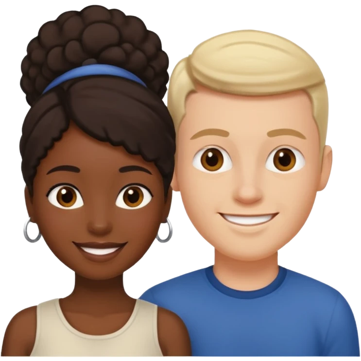 Black woman and white man emoji
