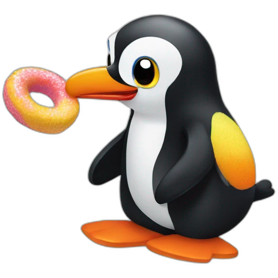 Pingu eating fruit loops emoji
