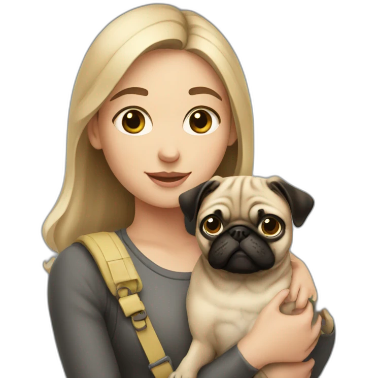 Girl holding pug  emoji