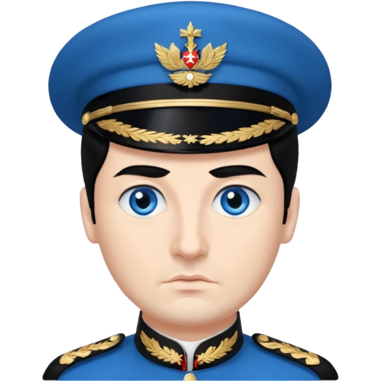 Dictator with black hair blue eyes ,Georgian face  emoji