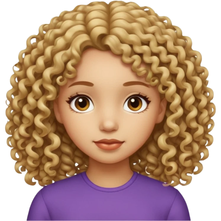 A girl with medium-length, curly hair without volume.  emoji