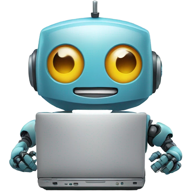 friendly happy robot on computer emoji