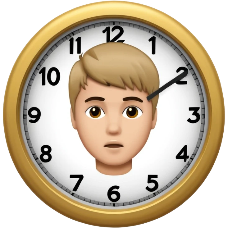 justin beiber as a clock emoji