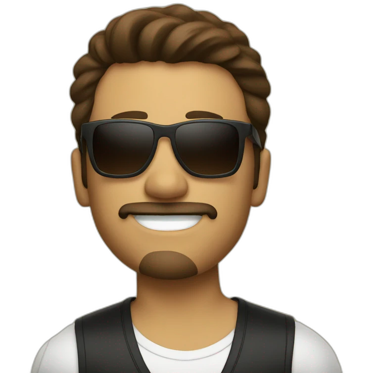 man dancing with goatee and sunglasses with brown hair emoji
