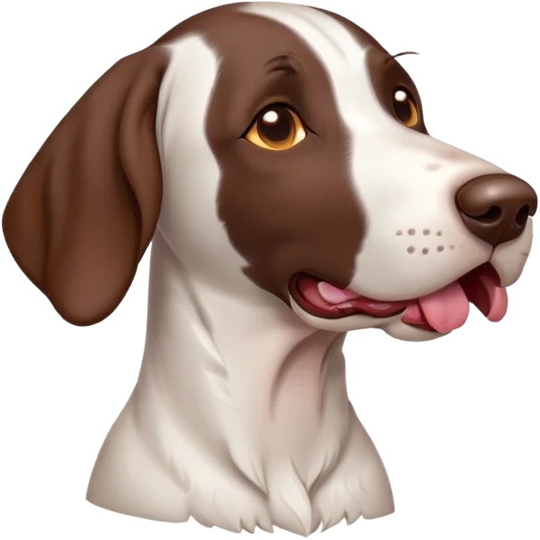 Cinematic Cute Yawning German Pointer Portrait Emoji, Head tilted slightly with a dramatic, wide-open yawn, revealing a sleek liver and white coat with a crisp finish, floppy ears slightly drooping, round brown eyes barely open in drowsy contentment, Simplified yet irresistibly adorable features, highly detailed, glowing with a soft, cozy glow, high shine, relaxed yet expressive, stylized with a touch of whimsy, bright and endearing, soft glowing outline, capturing the essence of a sleepy yet affectionate hunter, so drowsy it feels like it could stretch out of the screen and curl up for a nap! emoji