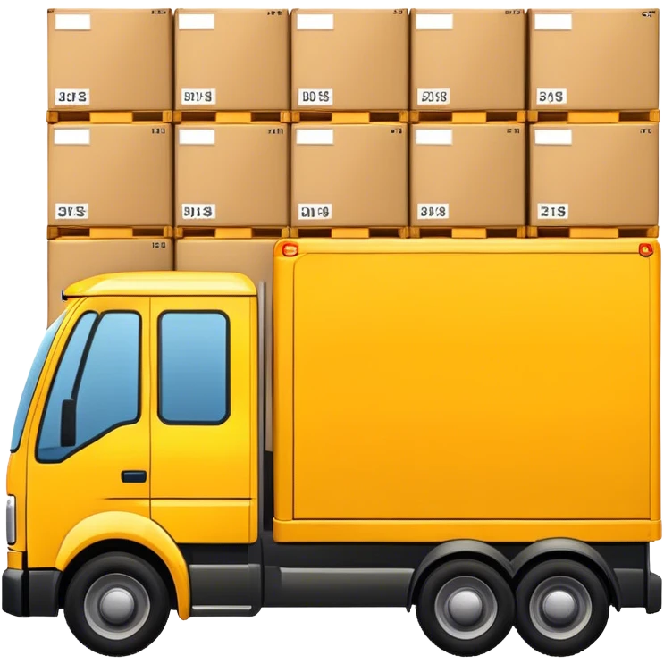 yellow logistic truck with boxes in pallets emoji