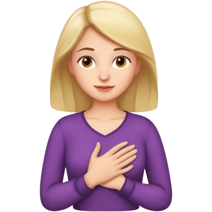 Elini göğsüne koyup rahatlamış emoji