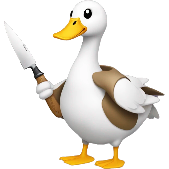 regular goose emoji holding with the yellow hand a knife emoji