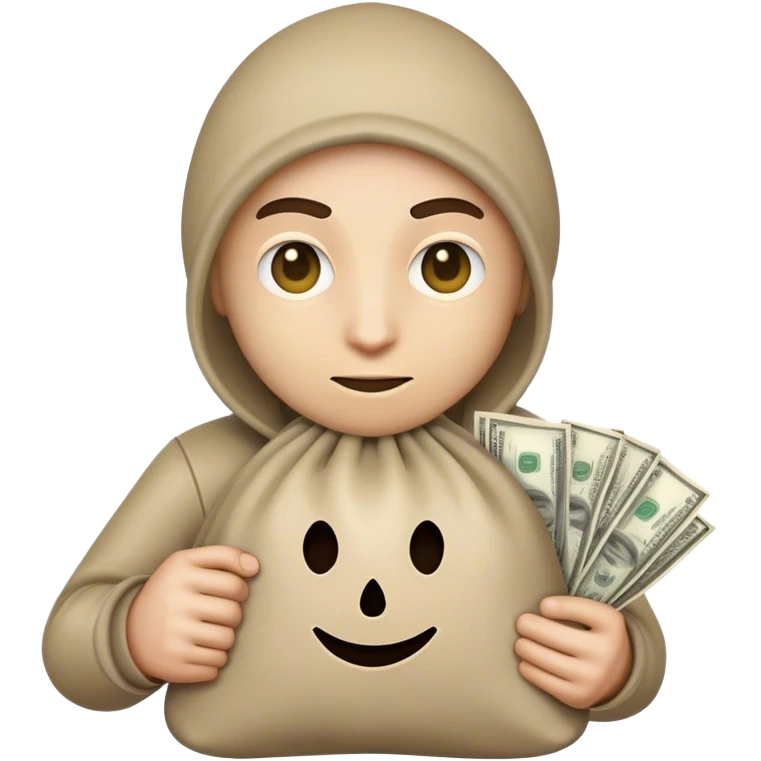 bank robber emoji holding a generic money bag emoji