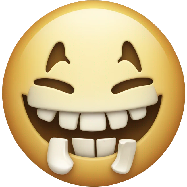 Smiling emoji with bone in its mouth  emoji