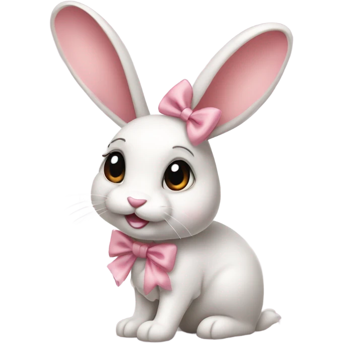 a coquette bunny with a soft pink bow on its head emoji