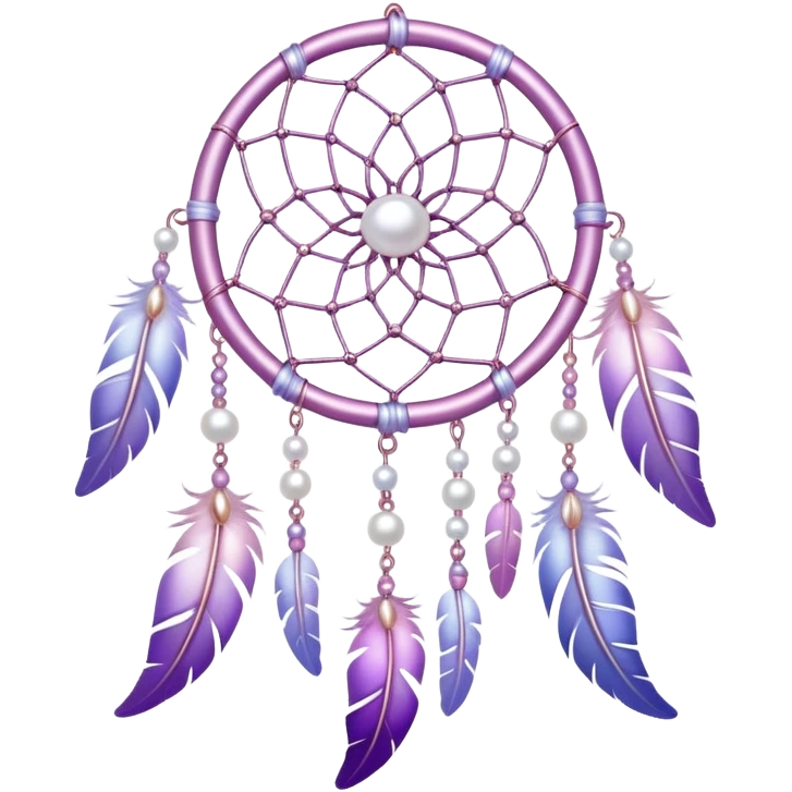 Iridescent Pastel white-pink-Violet-purple lavender dreamcatcher, white bead pearls, silver accents, rose metal  emoji