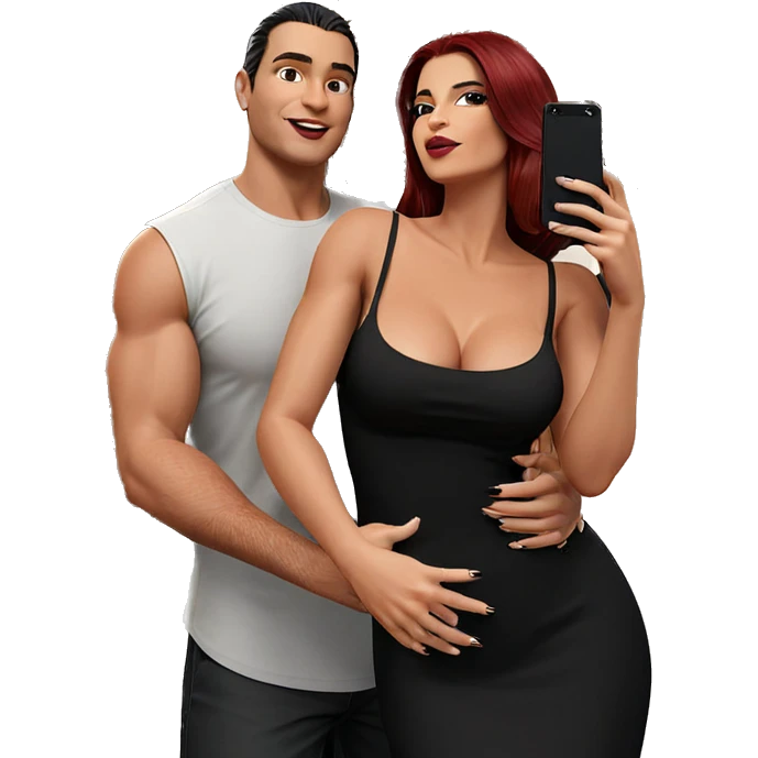 couple selfie in black dress emoji