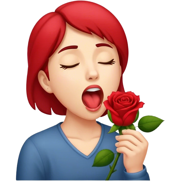 Some one yawing a rose tou emoji