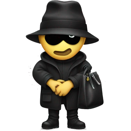 robber with the black hat and bag of money emoji