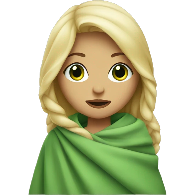 Blonde girl with green eyes wrapped in blanket  emoji
