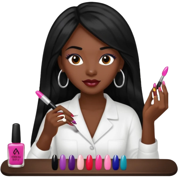 black woman nail artist long haired emoji