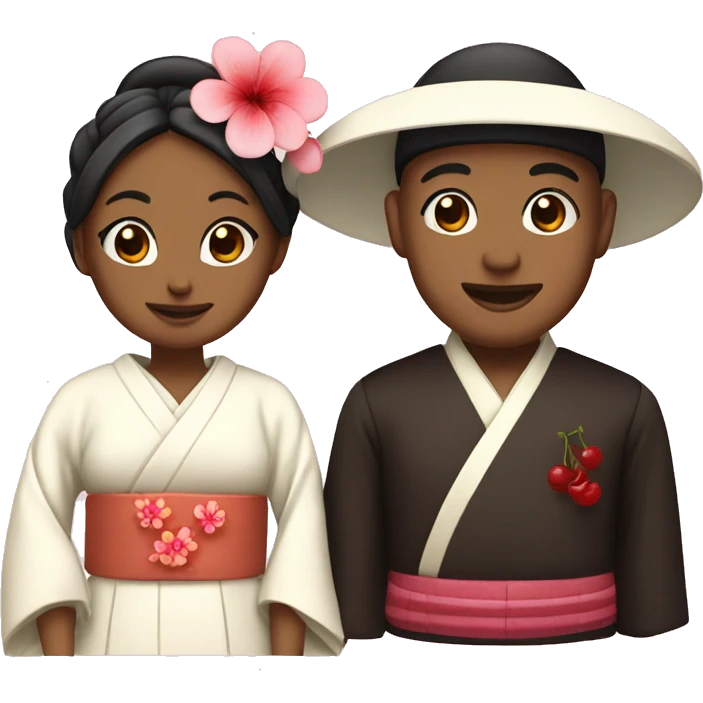 cherry married couple in japanese attire emoji