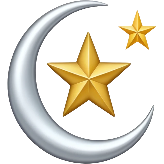 Star and Crescent emoji with black backgroun and no face but the start and crescent both should be in white colour emoji