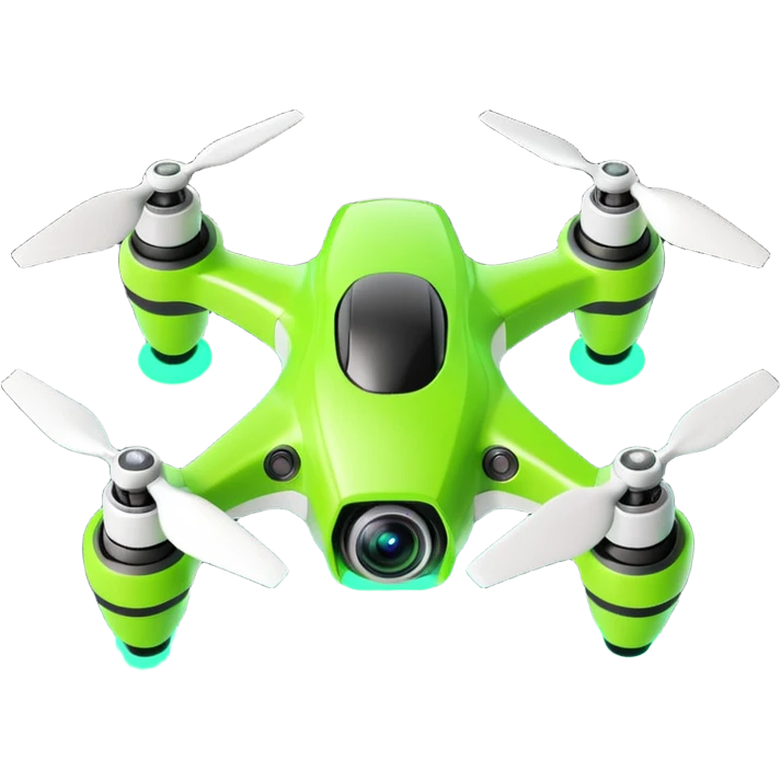 FPV racing drone object icon, compact body, small wide-angle camera on front, aggressive shape, neon accents, 3D cartoon, mobile game icon style, centered, clean background, no text, no watermark
  emoji
