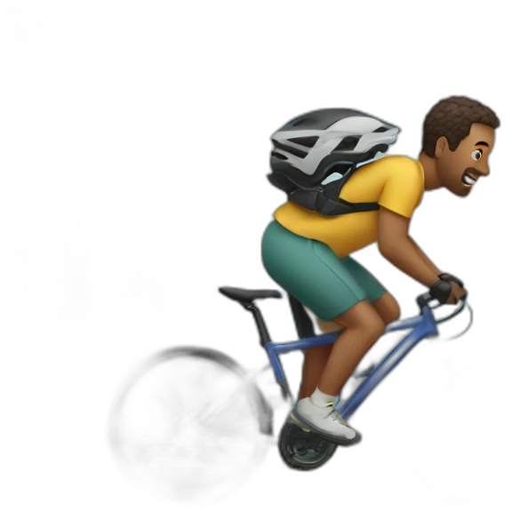 Man biking up a mountain leaving baby behind emoji