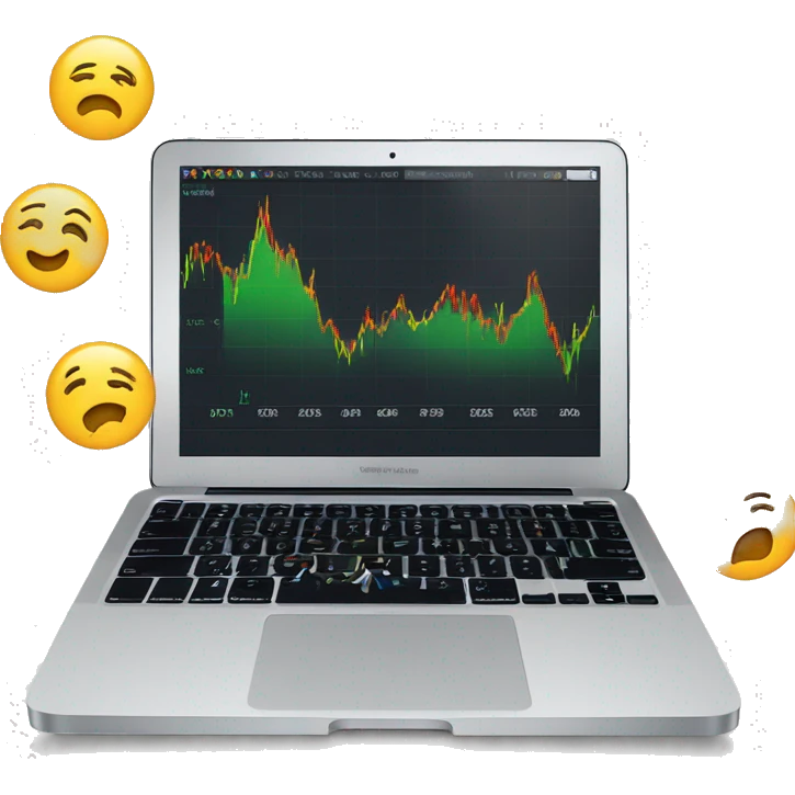 macbook with stock chart on market website emoji