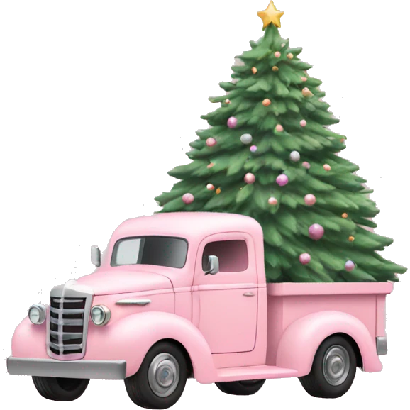 Pastel Pink truck with Christmas tree emoji