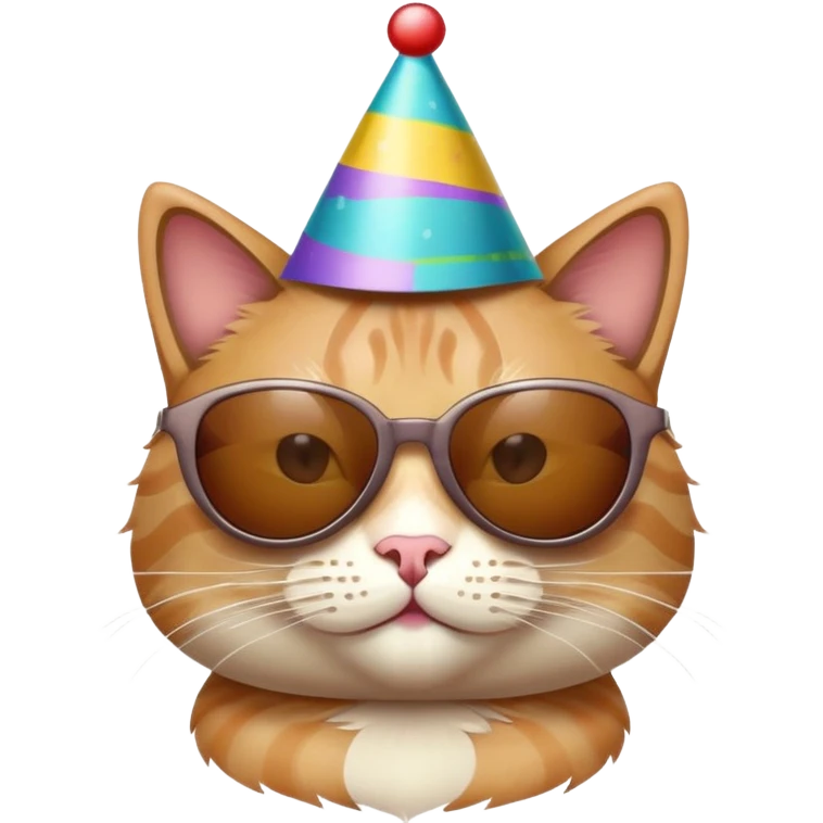 Gato fiestero con sombrero y lentes emoji