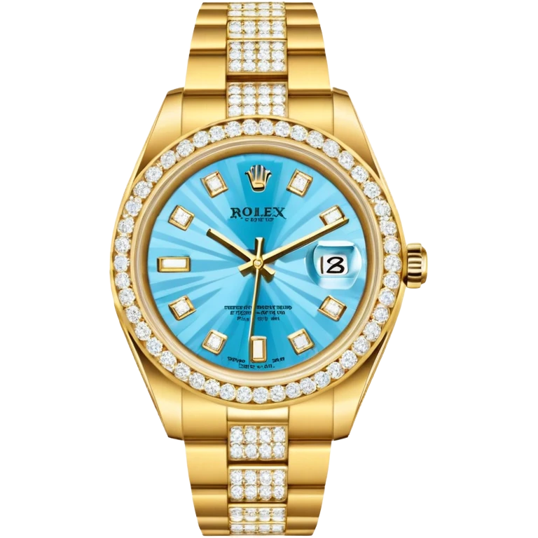 rolex z bransoleta wysadzana diamentami oraz z tarcza wysadzana diamentami emoji