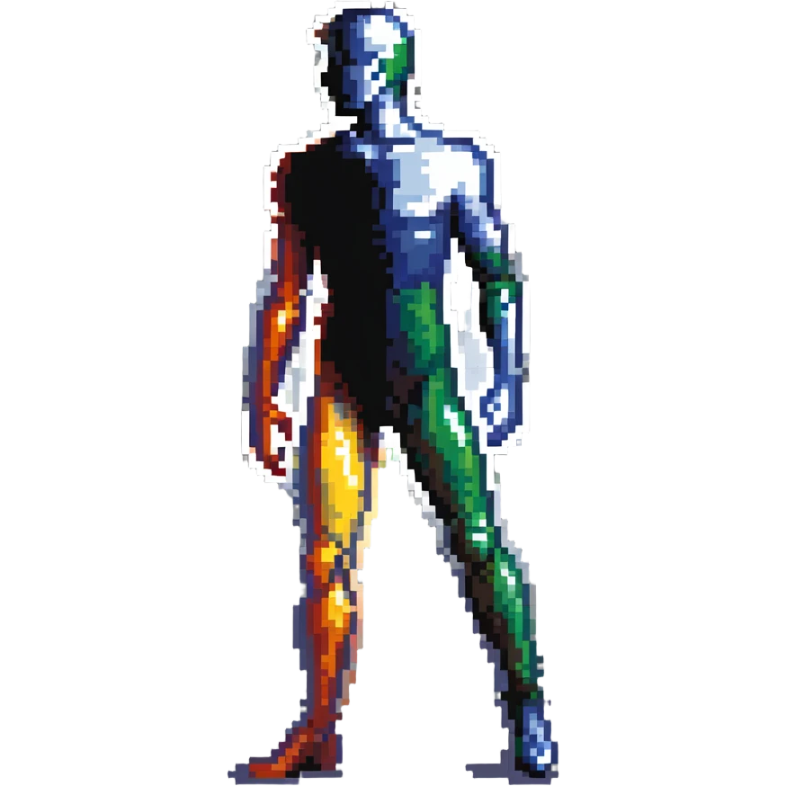 A paintbrush transforming into a metallic human silhouette, symbol of artistic identity emoji