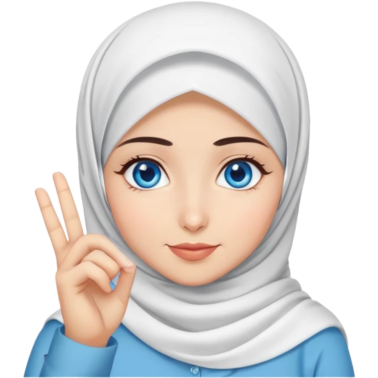Turkish beautiful finish Konya girl blue eyes with hijab and says saying love with hand gesture emoji