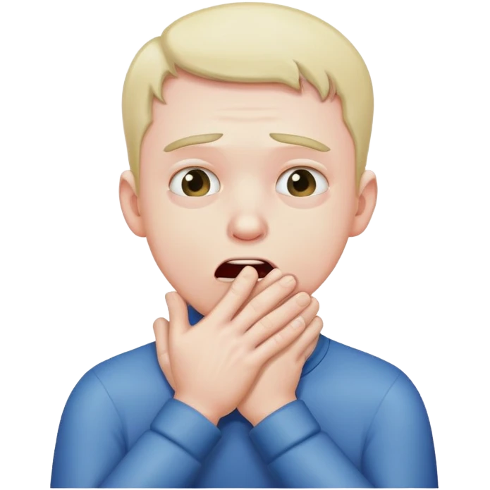 Man choking himself with hands emoji