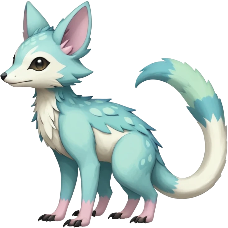 Rare realistic exotic edgy cute pastel gothic epic pretty beautiful handsome gorgeous aesthetic colorful vibrant Vernid-Trico-species-Fakemon-creature by LiLaiRa, 4 legs, 1 tail, random markings, (full body) emoji