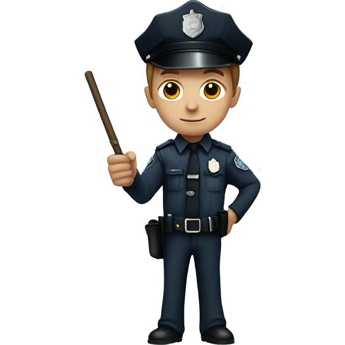 Harry Potter dressed as a police officer, wearing a uniform with a badge, holding a wand like a baton, and looking ready to keep the magical world safe emoji