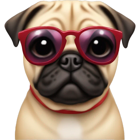 Cherry sunglasses on fun pug emoji