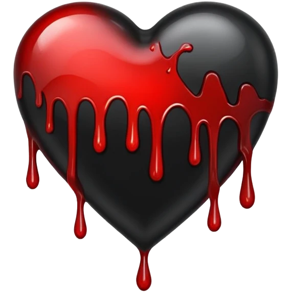 Black heart with blood drips emoji
