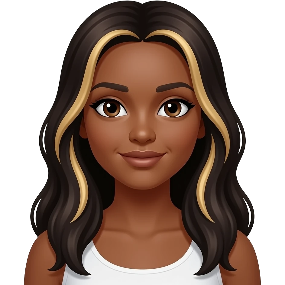 Light skin black female with long dark hair with blond streaks. Light brown eyes emoji