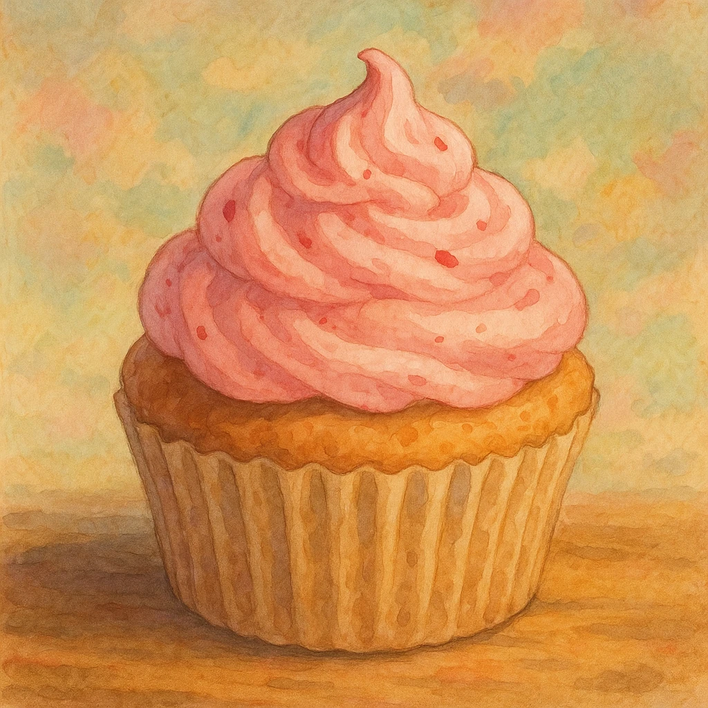 cupcake with pink icing emoji