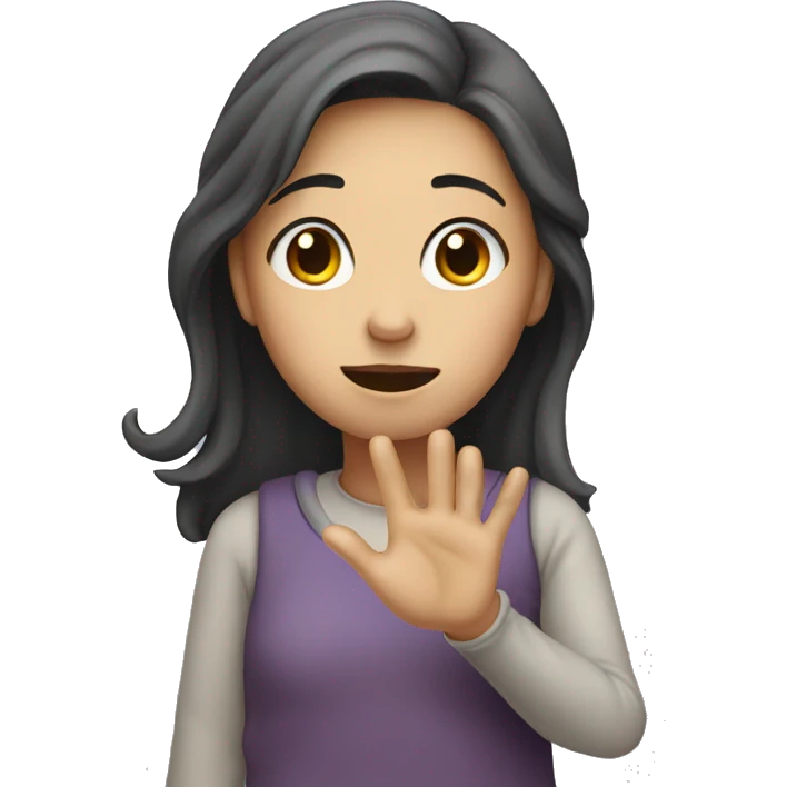 a sad girl waving goodbye emoji