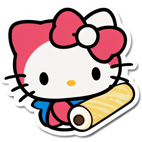 Hello kitty with cinommiom roll emoji
