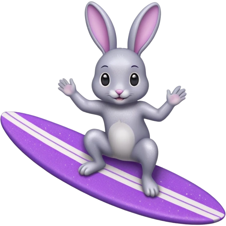 Glitter happy gray bunny purple cian surf emoji
