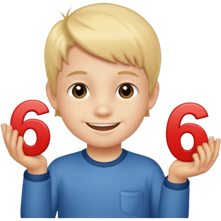 A Lil kid holding 6 7 emoji