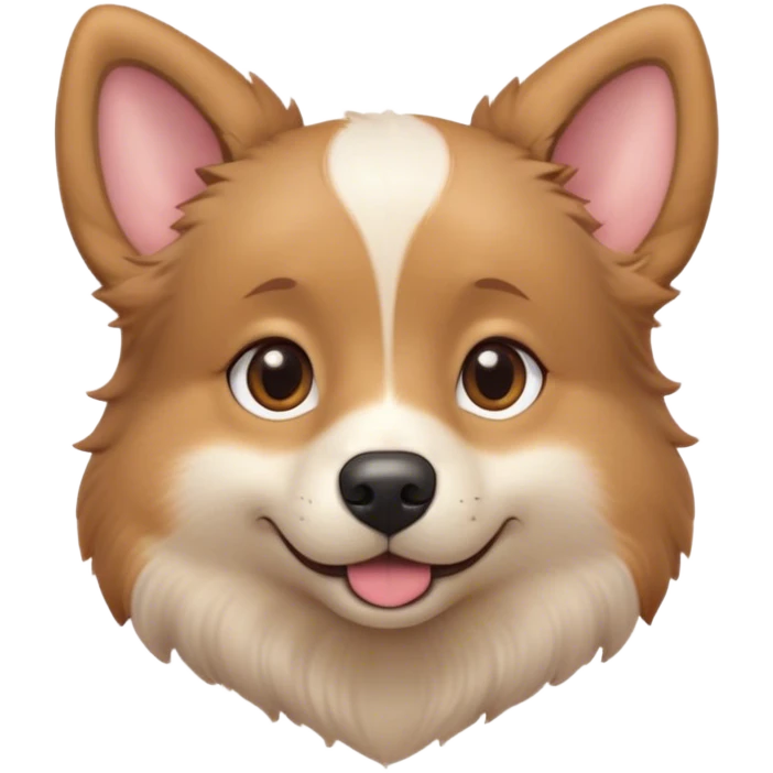 Cinematic Cute Domestic Dog Portrait Emoji, Head tilted playfully and inquisitively, with a delightfully fluffy, friendly build and a characteristically charming face featuring a soft snout and perky ears, accentuated by a glossy coat and round, sparkling eyes full of mischief, Simplified yet irresistibly adorable features, highly detailed, glowing with a warm, friendly glow, high shine, affectionate and lively, stylized with a touch of whimsical cuteness, soft glowing outline, capturing the essence of a mischievous yet loving dog that feels like it could bound out of the screen into your arms! emoji