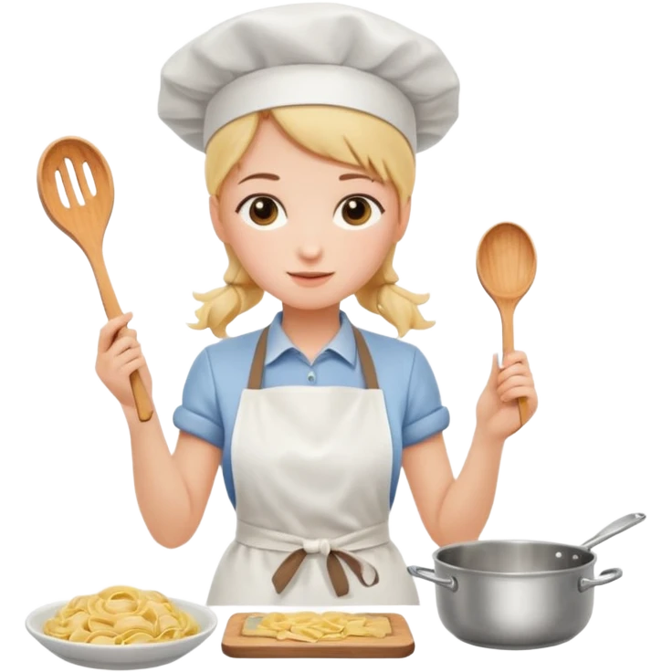 Girl cooking pasta for the first time emoji