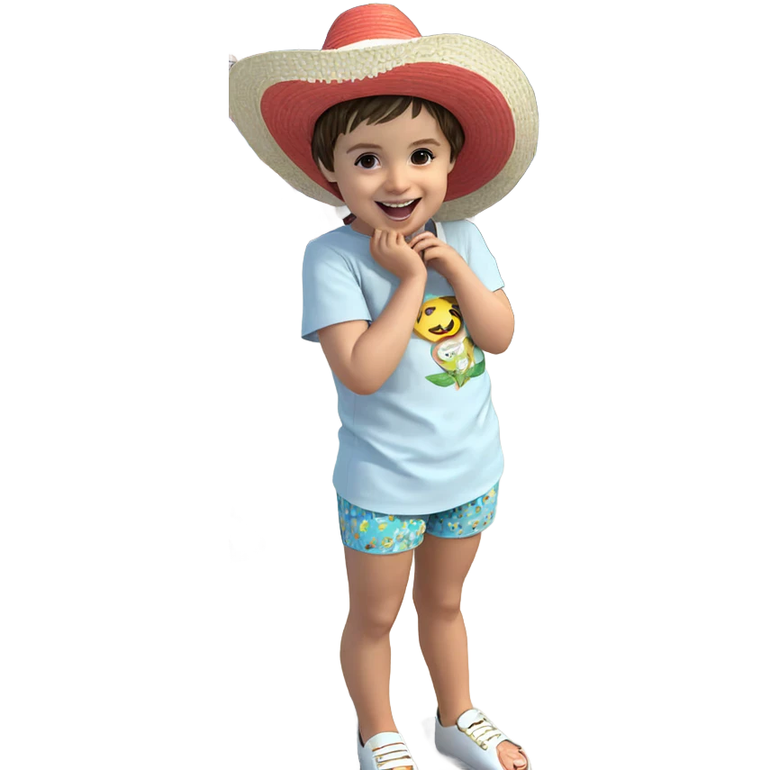 happy child in summer outfit emoji
